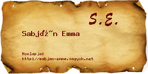 Sabján Emma névjegykártya